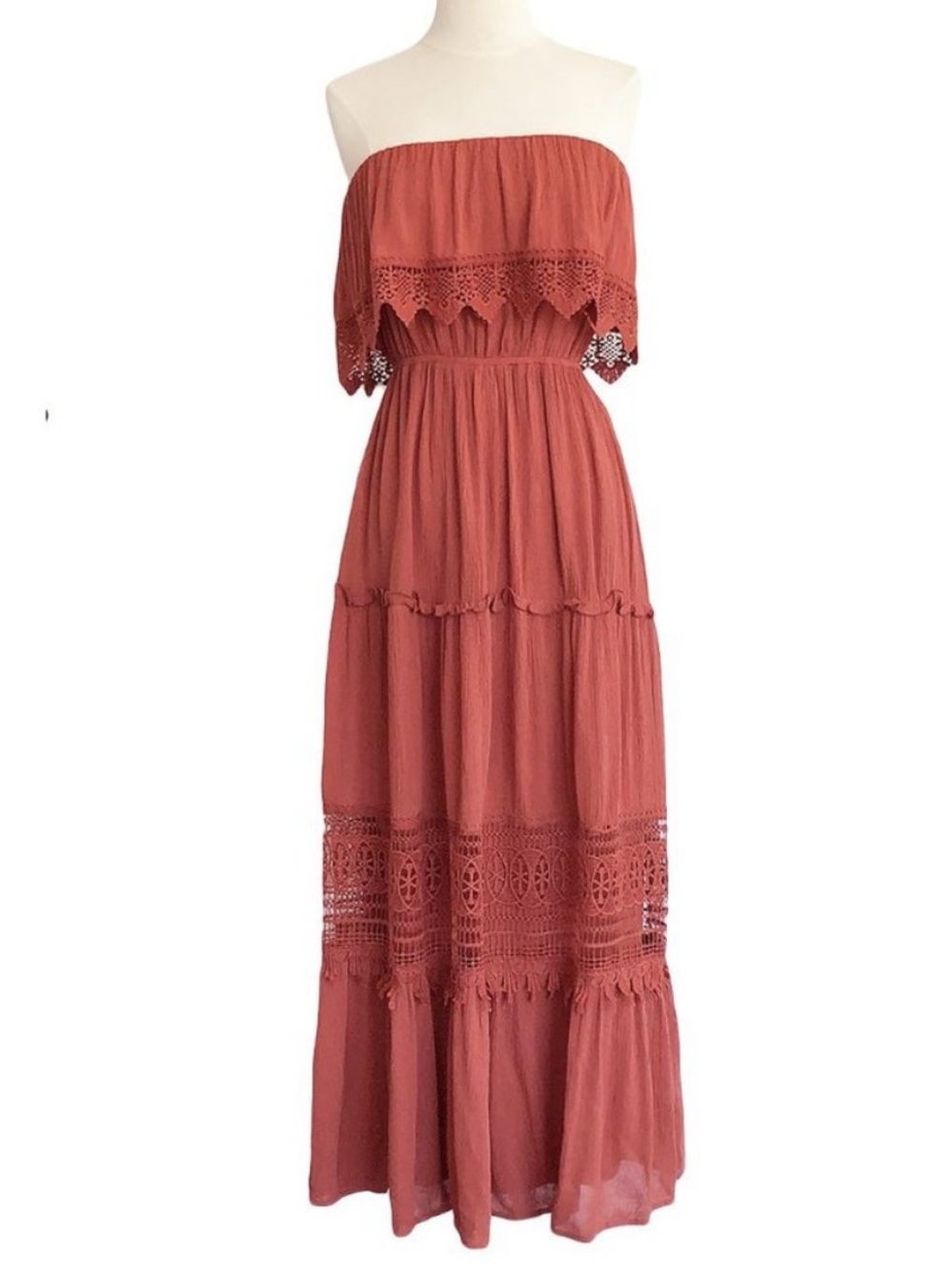 APRICOT UK | Coral Strapless Tiered Maxi Dress